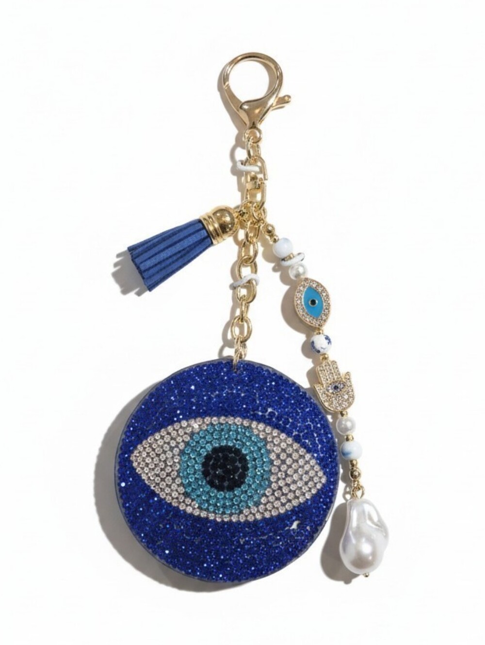 💙▪️Eye Candy ▪️ Evil Eye Cluster Bag Charm in Blue and Shiny Gold Blue & Gold